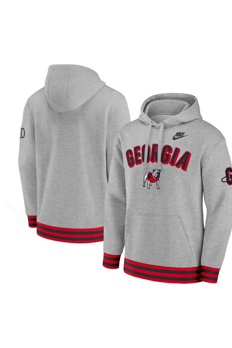 Men's Nike Heather Gray Georgia Bulldogs Legacy Retro Pullover Hoodie, Main, color, Heather Gray