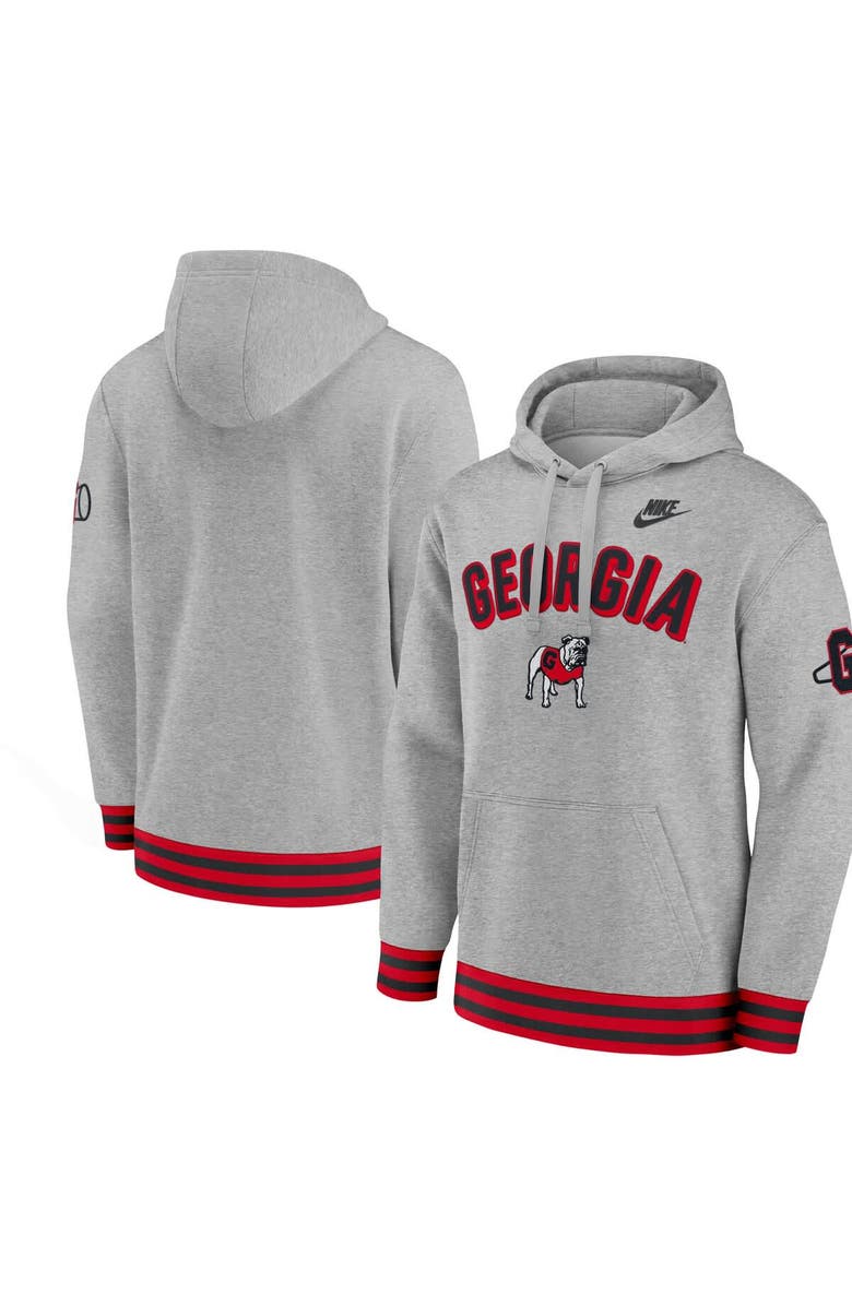 Nike Men's Nike Heather Gray Georgia Bulldogs Legacy Retro Pullover Hoodie, Main, color,