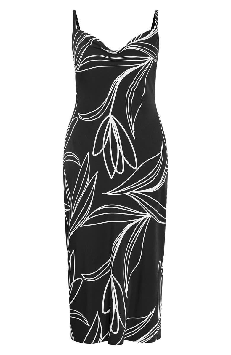 City Chic Sadie Floral Print Slipdress, Alternate, color, Black Bloom
