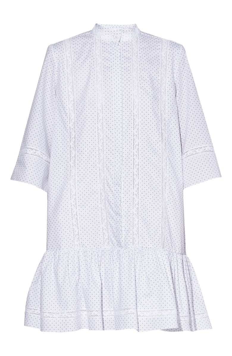 Erdem Bertram Ditsy Lace Poplin Minidress, Alternate, color, White / Blue