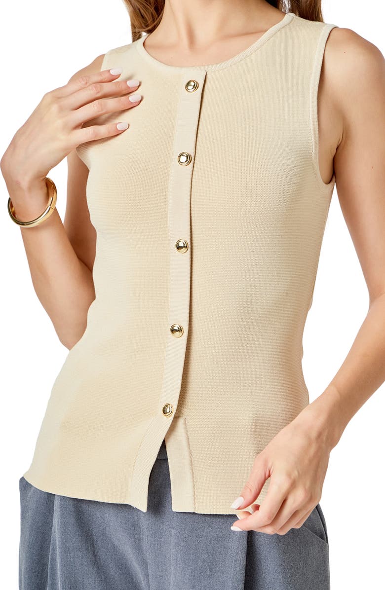 Endless Rose Knit Button-Up Vest, Alternate, color, Beige
