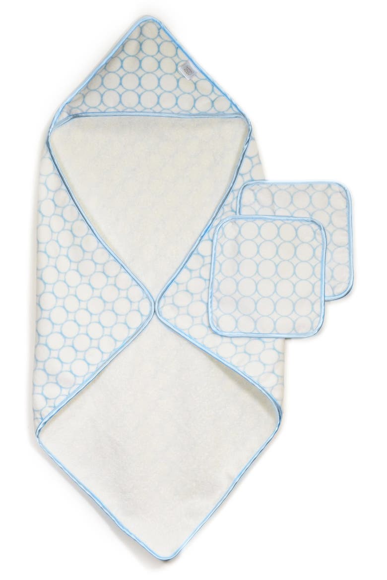 Organic Turkish Cotton Hooded Towel & Washcloths, Alternate, color, PASTEL BLUE