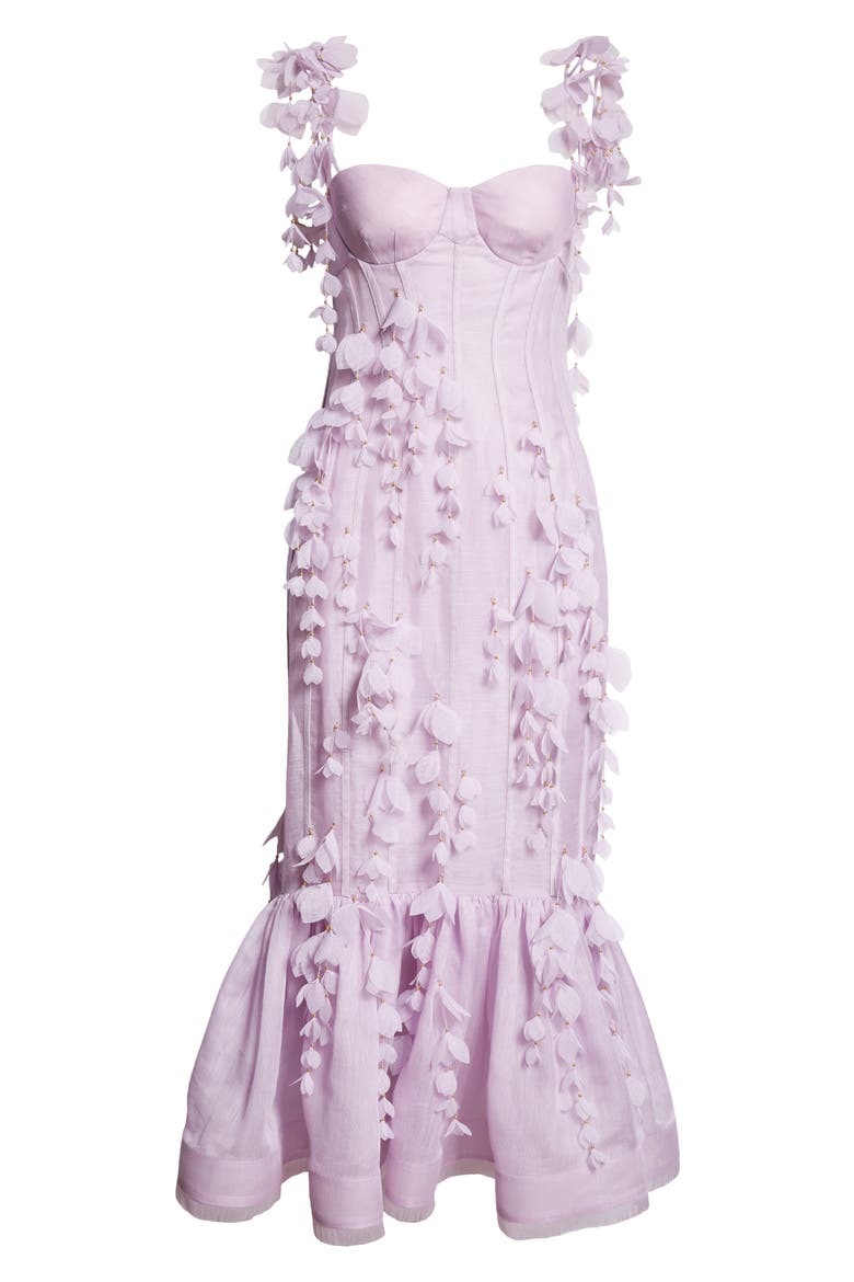 Petals Linen & Silk Corset Gown, Alternate, color, LILAC