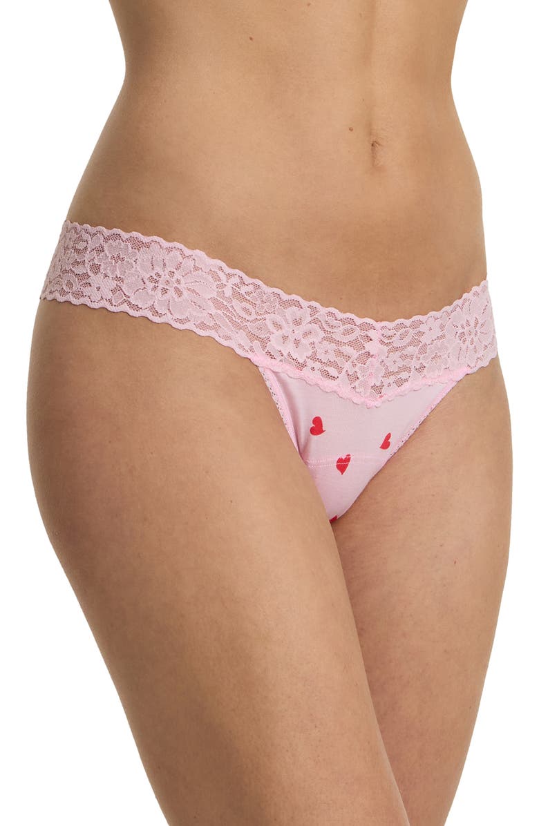 Hanky Panky Indigo Stripe DreamEase Low Rise Thong, Alternate, color, So In Love Pink