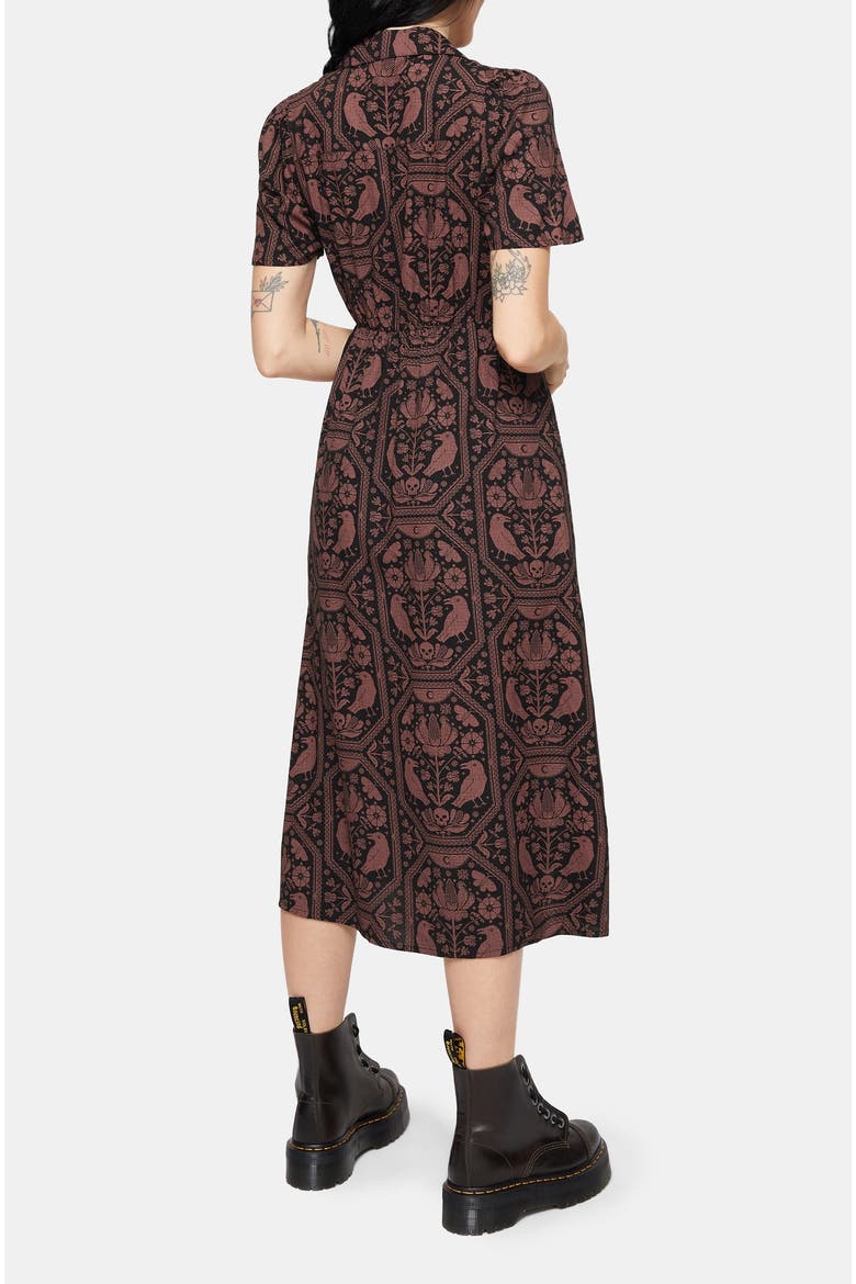 Annabel Raven Print Midi Shirt Dress, Alternate, color, Black