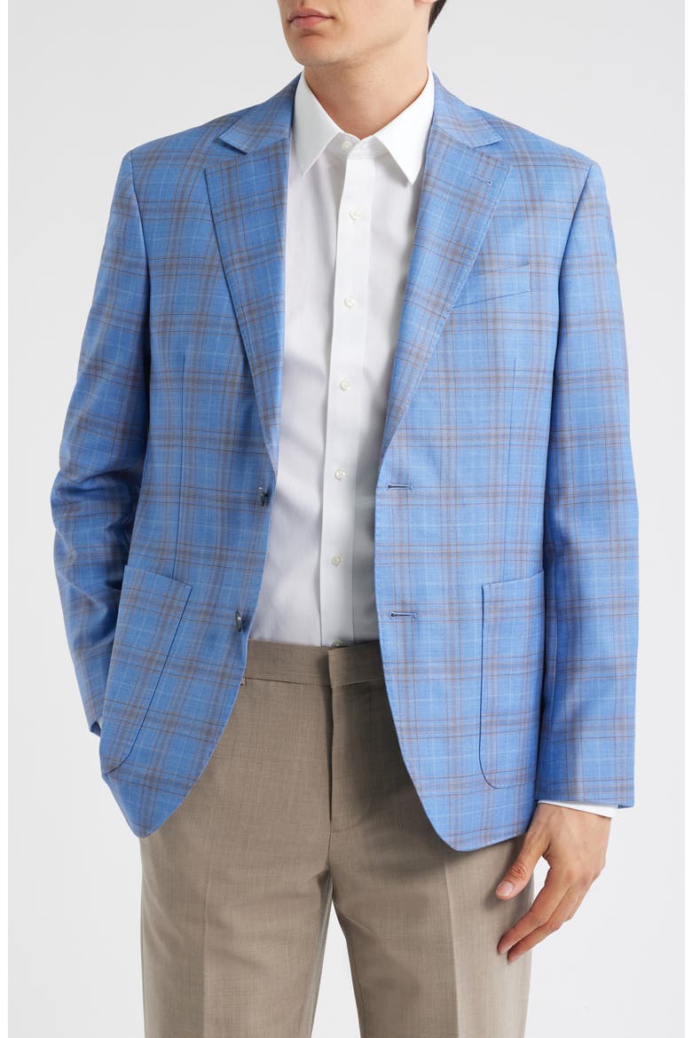 Metro Plaid Wool Sport Coat, Main, color, BLUE METRO PLAID