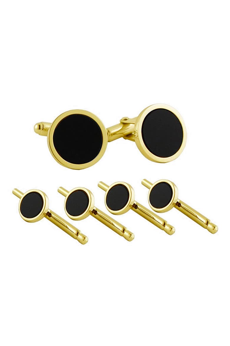 Onyx Cuff Links & Shirt Stud Set, Main, color, GOLD