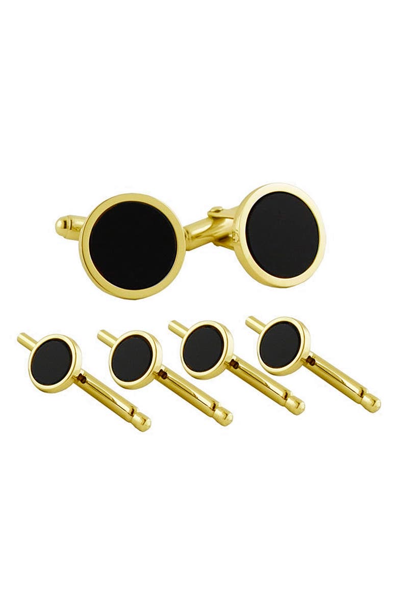 David Donahue Onyx Cuff Links & Shirt Stud Set, Main, color, Gold