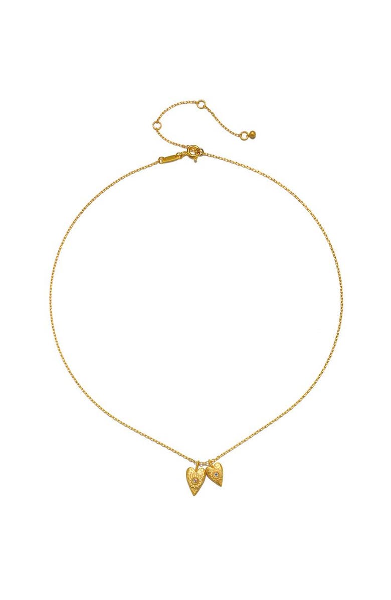 Satya Jewelry Sacred Connection White Topaz Lotus Heart Necklace, Alternate, color, Gold