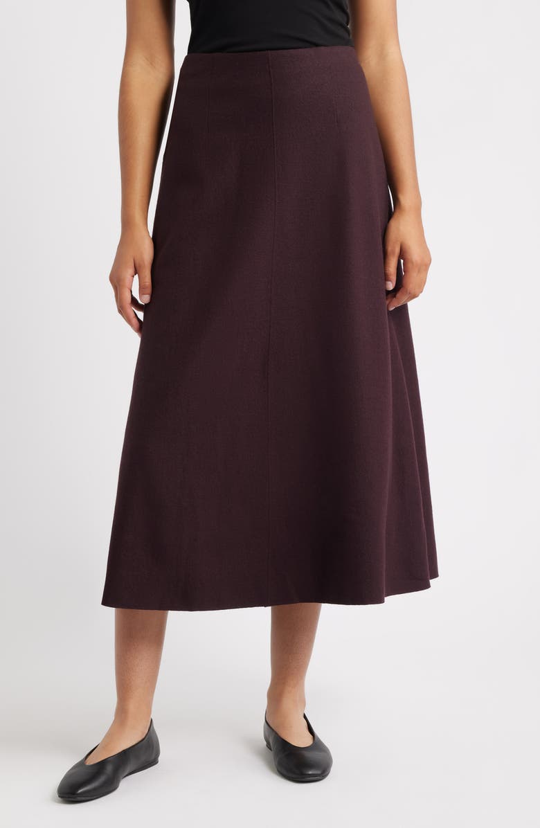 Eileen Fisher Felted Wool Jersey A-Line Skirt, Main, color, Cassis