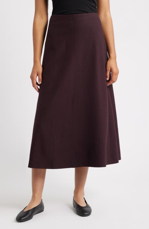 Felted Wool Jersey A-Line Skirt (Regular & Petite)