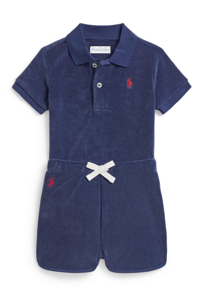 Cotton Terry Polo & Shorts Set, Main, color, NAVY