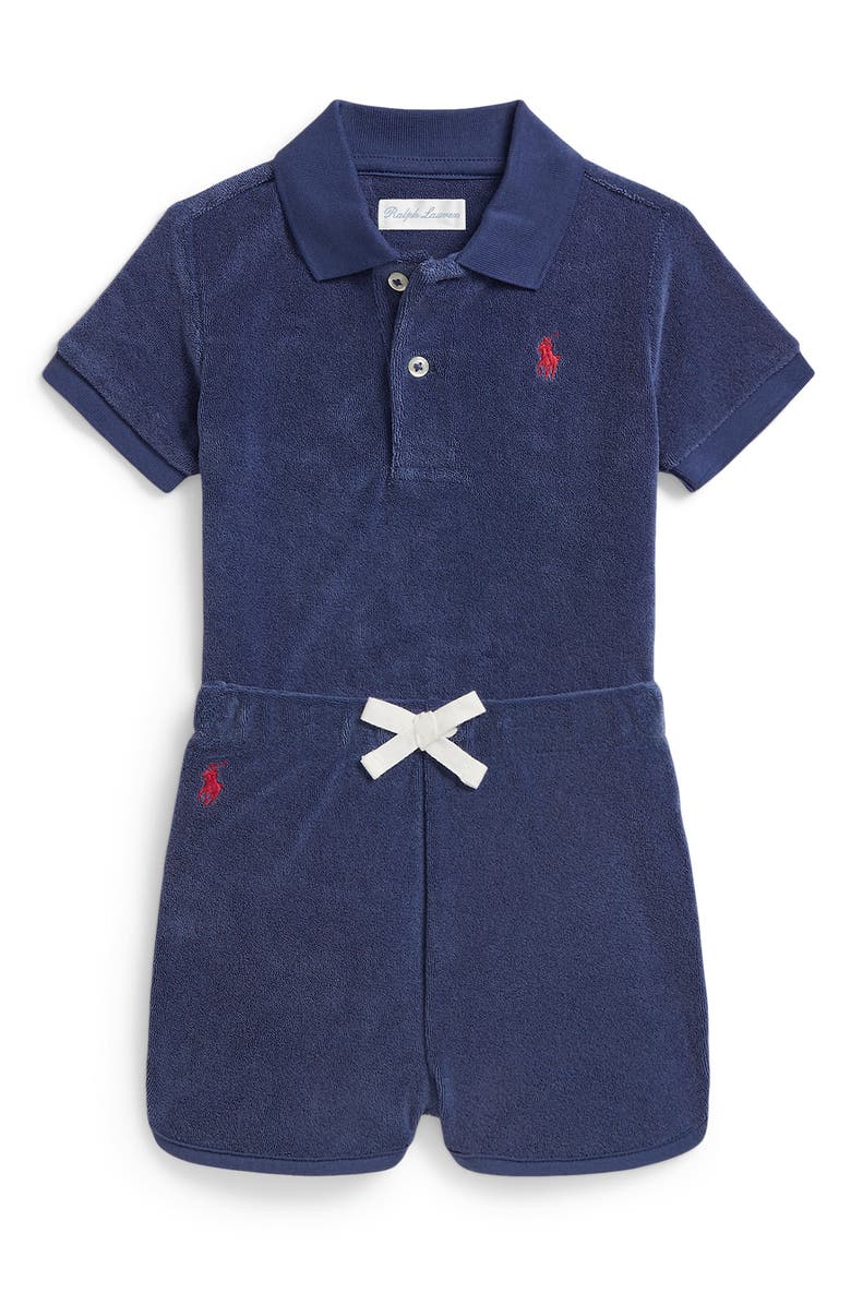 Ralph Lauren Cotton Terry Polo & Shorts Set, Main, color, Navy