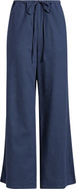 Open Edit Linen Blend Wide Leg Pants