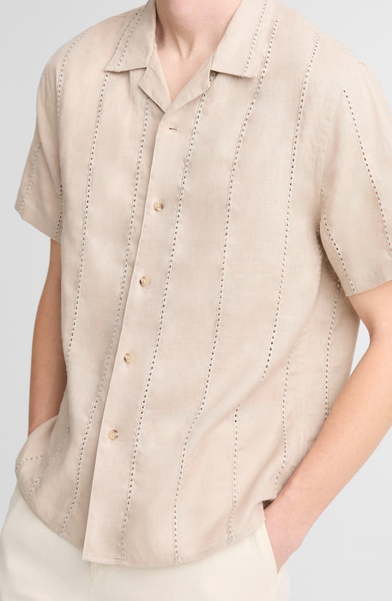 Vince Eyelet Linen Button-Up Shirt, Alternate, color, Pumice Rock