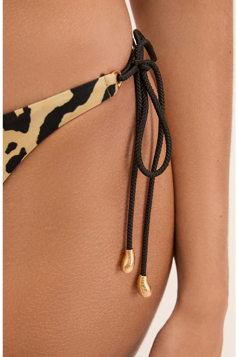 Side Tie Bikini Bottoms, Alternate, color, BLACK/ BEIGE MULTI