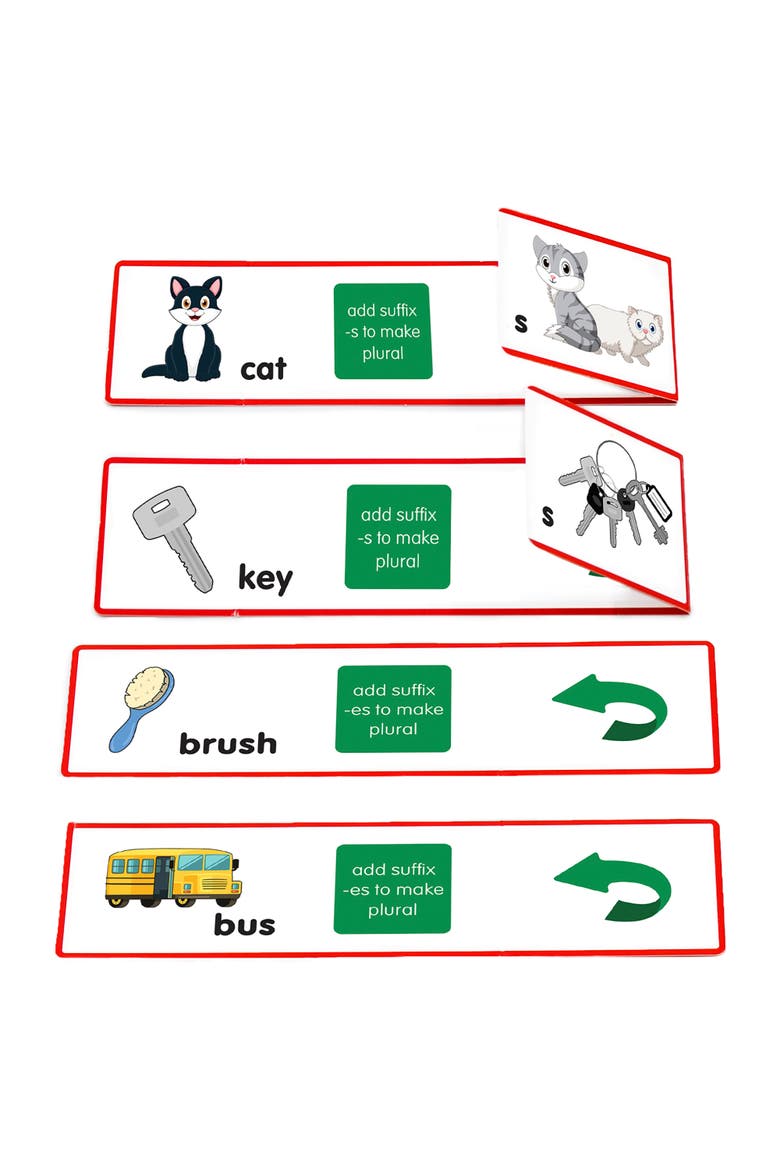 Suffix Flash Cards, Grade 1, Alternate, color, Multicolored