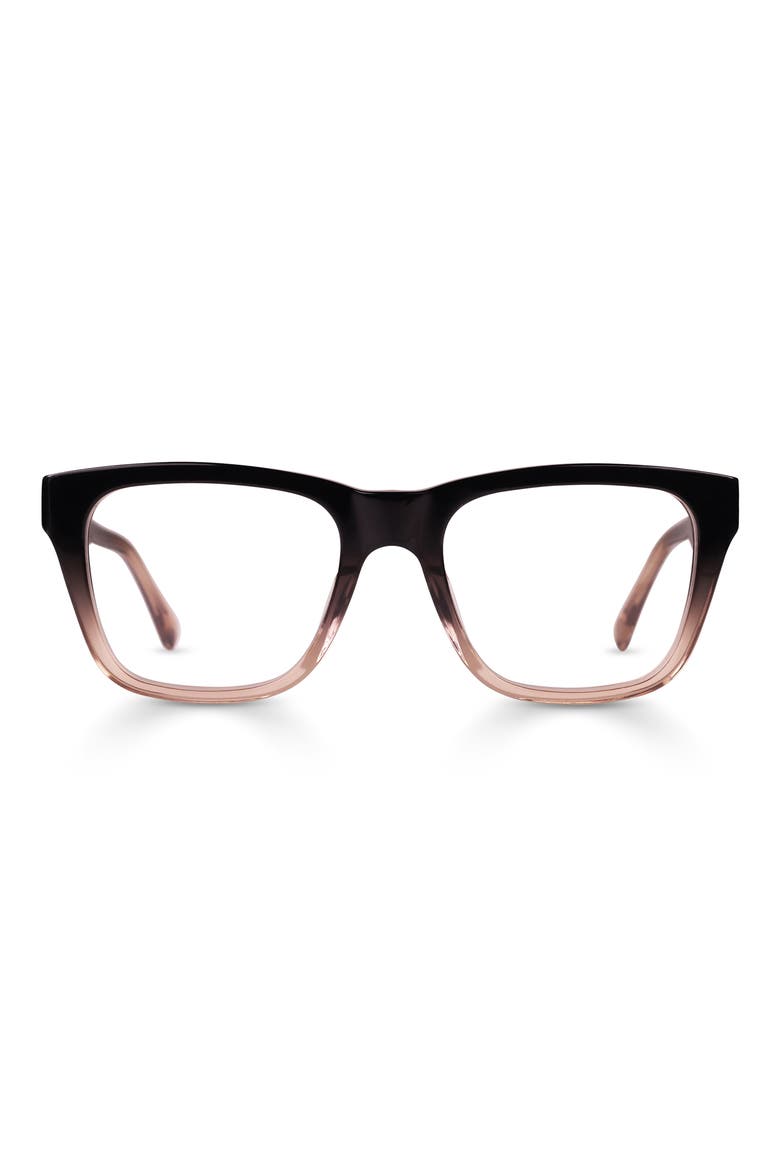 Kvetcher 53mm Square Reading Glasses, Main, color, BLACK TO ANTIQUE CRYSTAL FADE