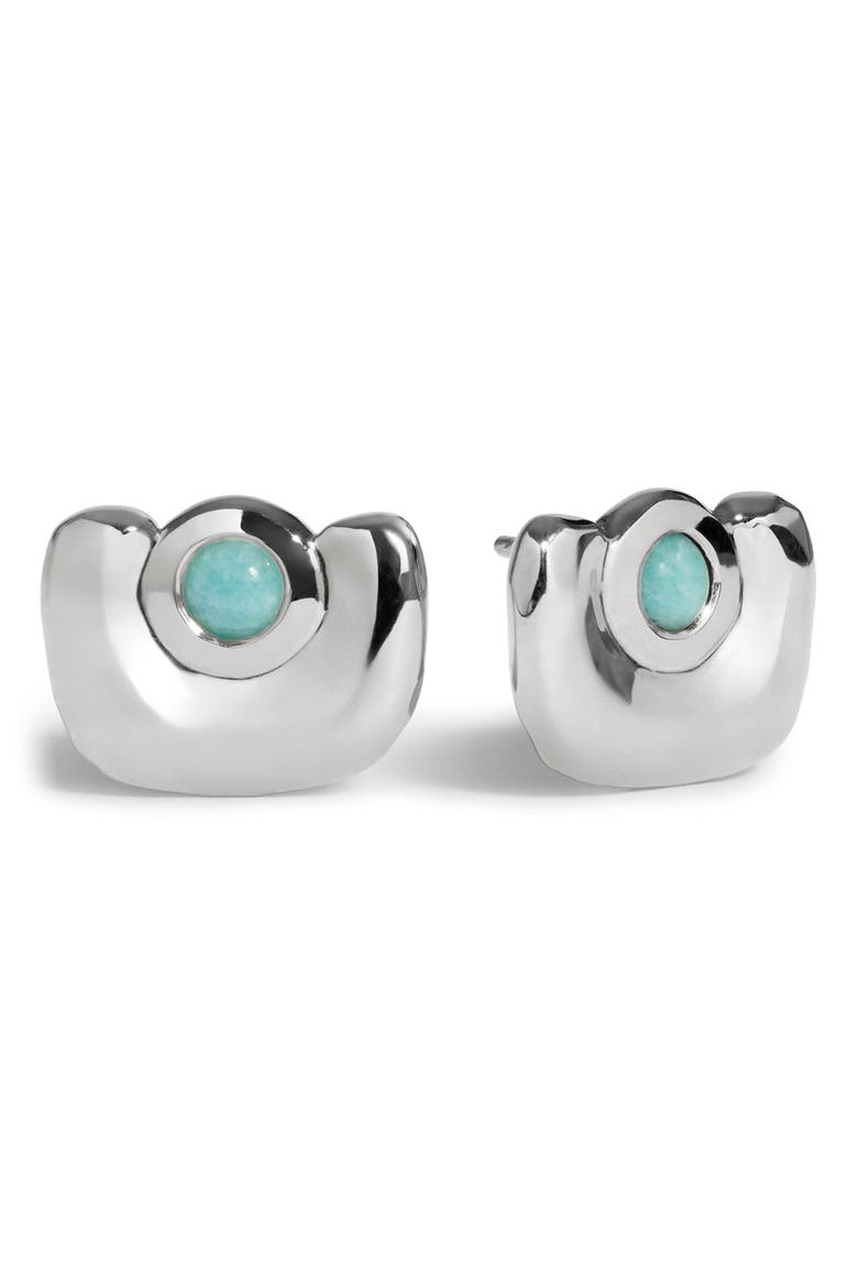 Amaia Sterling Silver Amazonite Stud Earrings, Main, color, STERLING SILVER / AMAZONITE