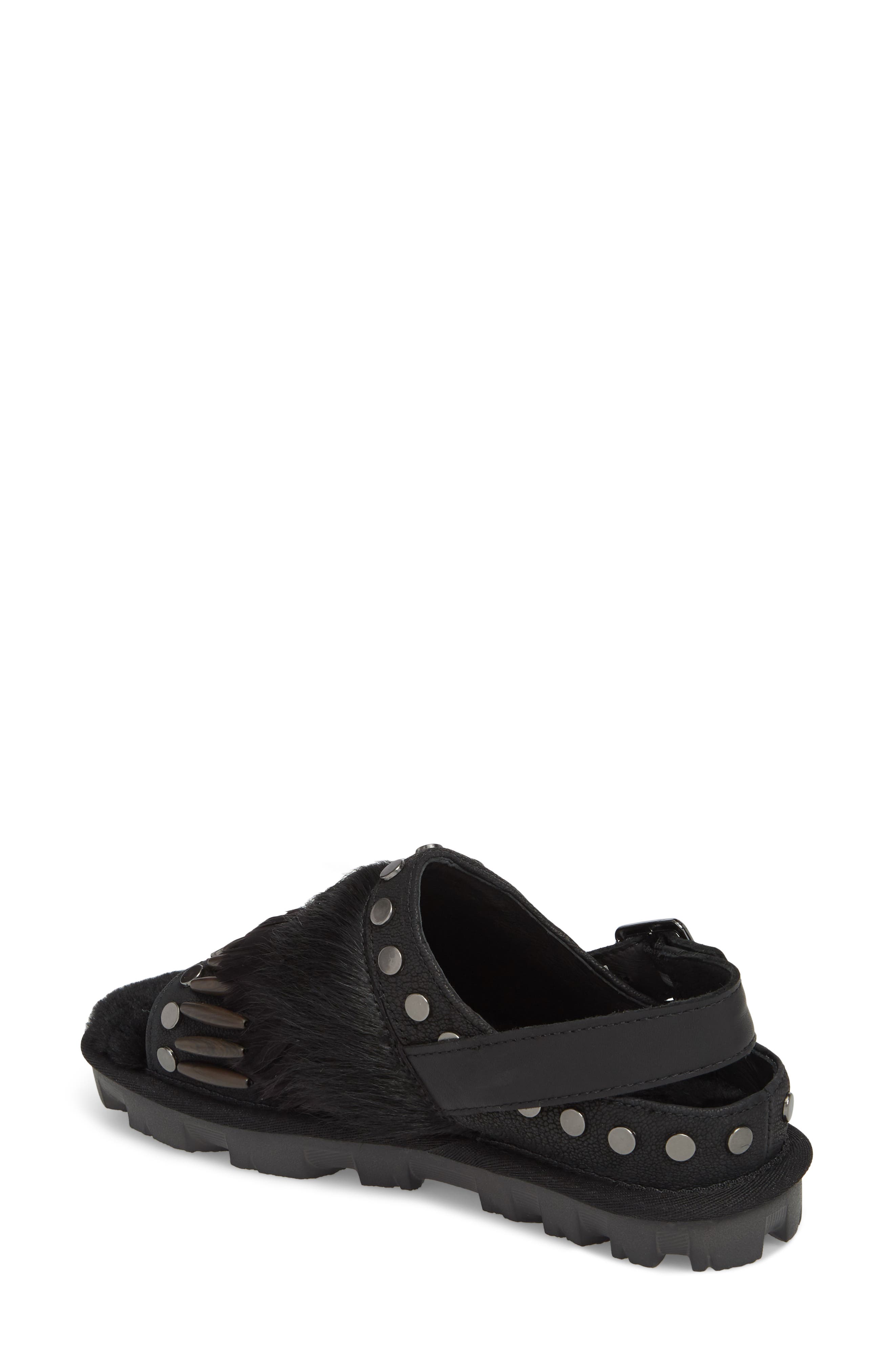 UGG<sup>®</sup> Biker Chic Genuine Shearling & Feather Sandal, Alternate, color, 