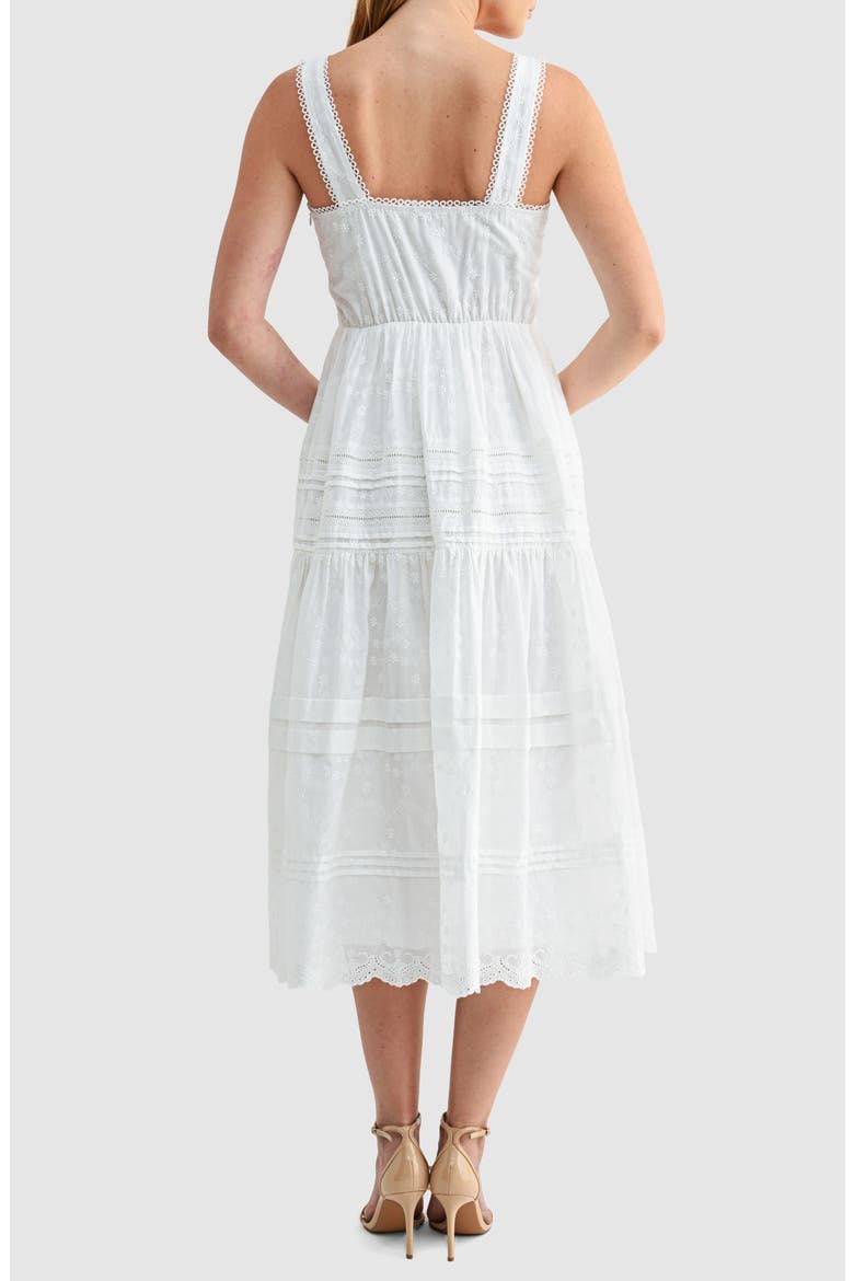 Embroidered Cotton Fit & Flare Midi Sundress, Alternate, color, WHITE