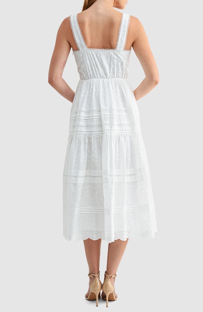 Mila Mae Embroidered Cotton Fit & Flare Midi Sundress, Alternate, color, White