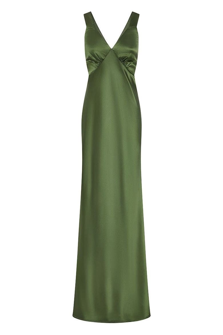 Amelia V-Neck Dress, Alternate, color, Olive Green
