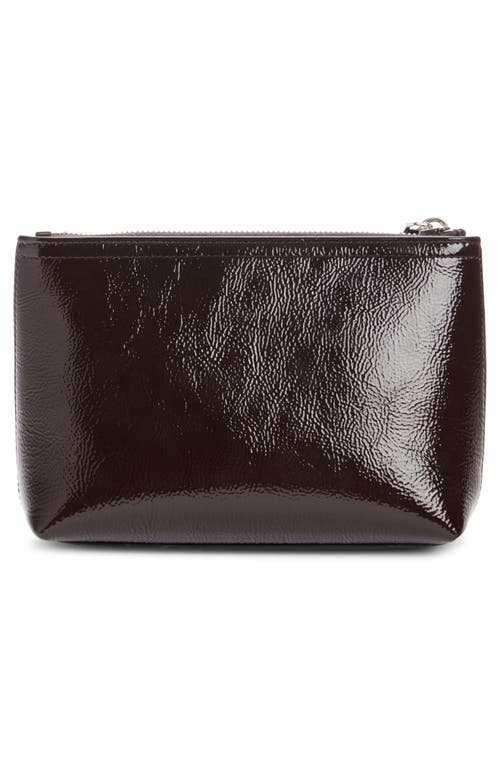 Givenchy Voyou Small Pouch Bag In Shiny Crinkled Leather In Ebony Brown