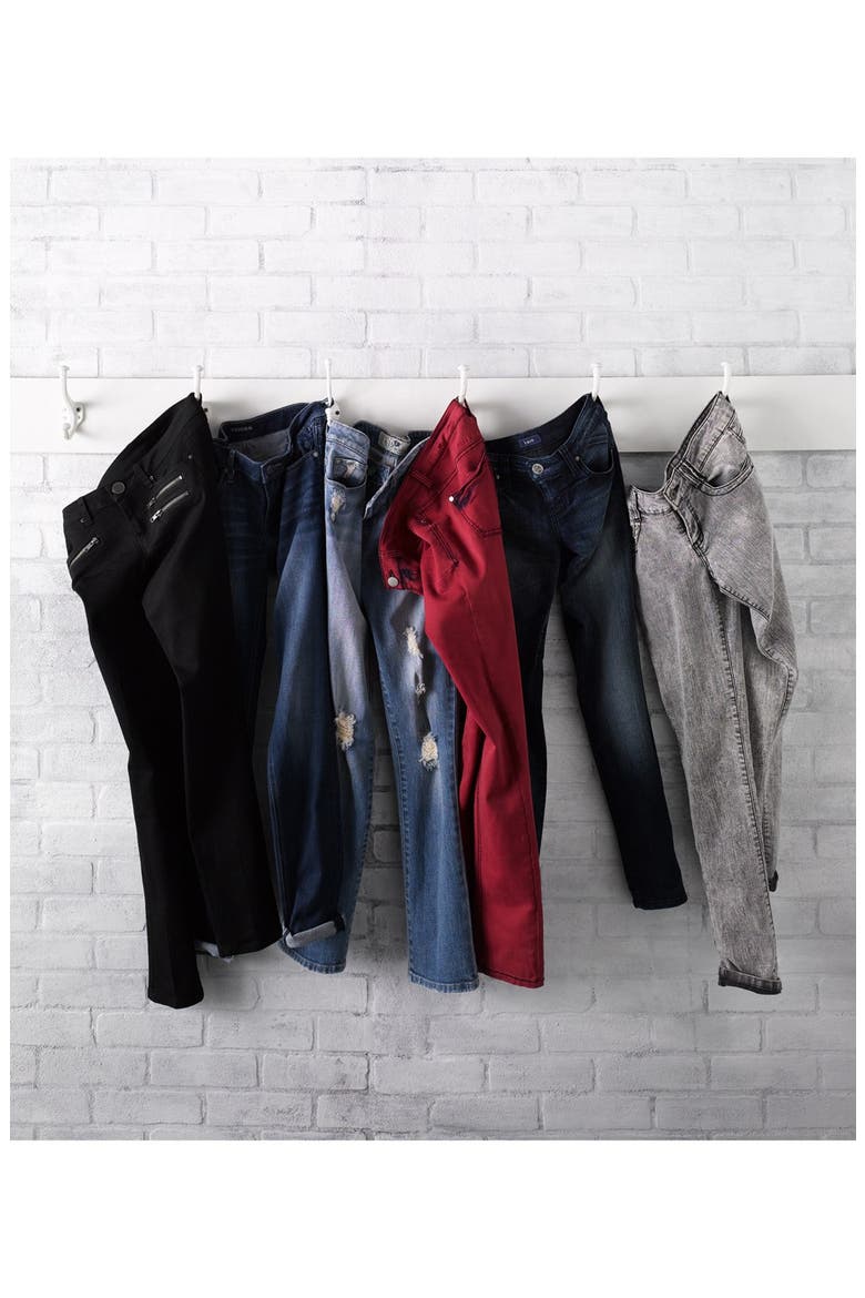 Fire Overdyed Skinny Jeans, Alternate, color, PINOT
