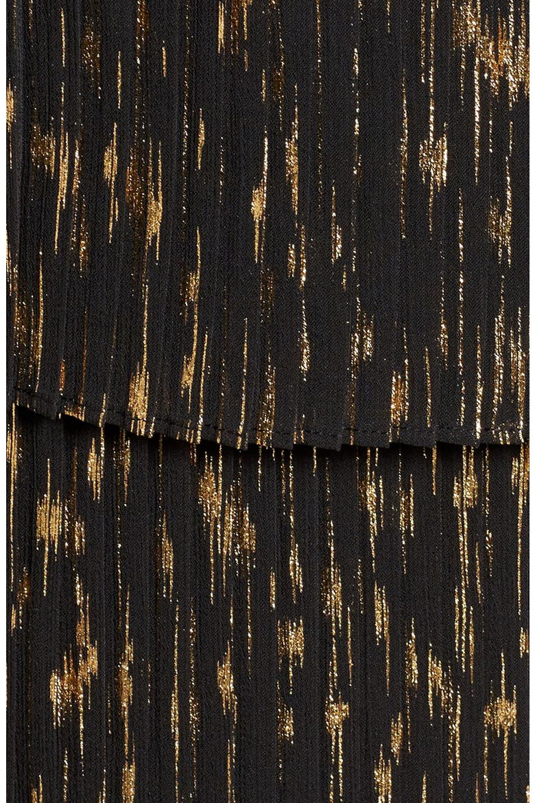 Olivia Palermo + Chelsea28 Tie Neck Blouse, Alternate, color, BLACK- GOLD FOIL COMBO