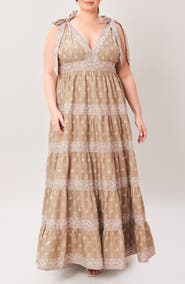 FLYING TOMATO Paisley Tie Strap Tiered Maxi Dress