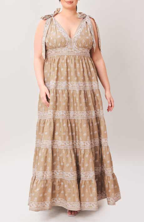 FLYING TOMATO Paisley Tie Strap Tiered Maxi Dress