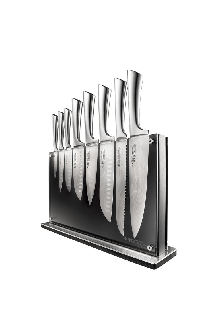 Damashiro® Nami 9-Piece knife block, Main, color, Black