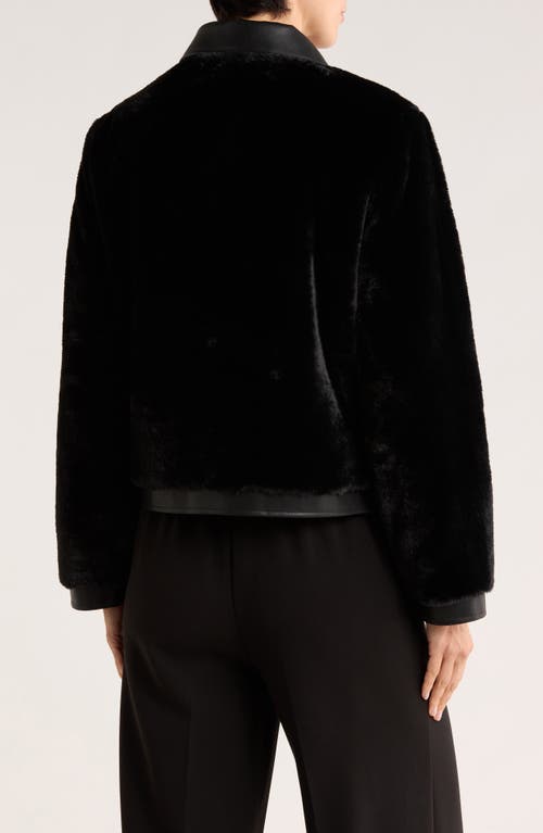 Rebecca Minkoff Faux Leather Trim Faux Fur Jacket In Black