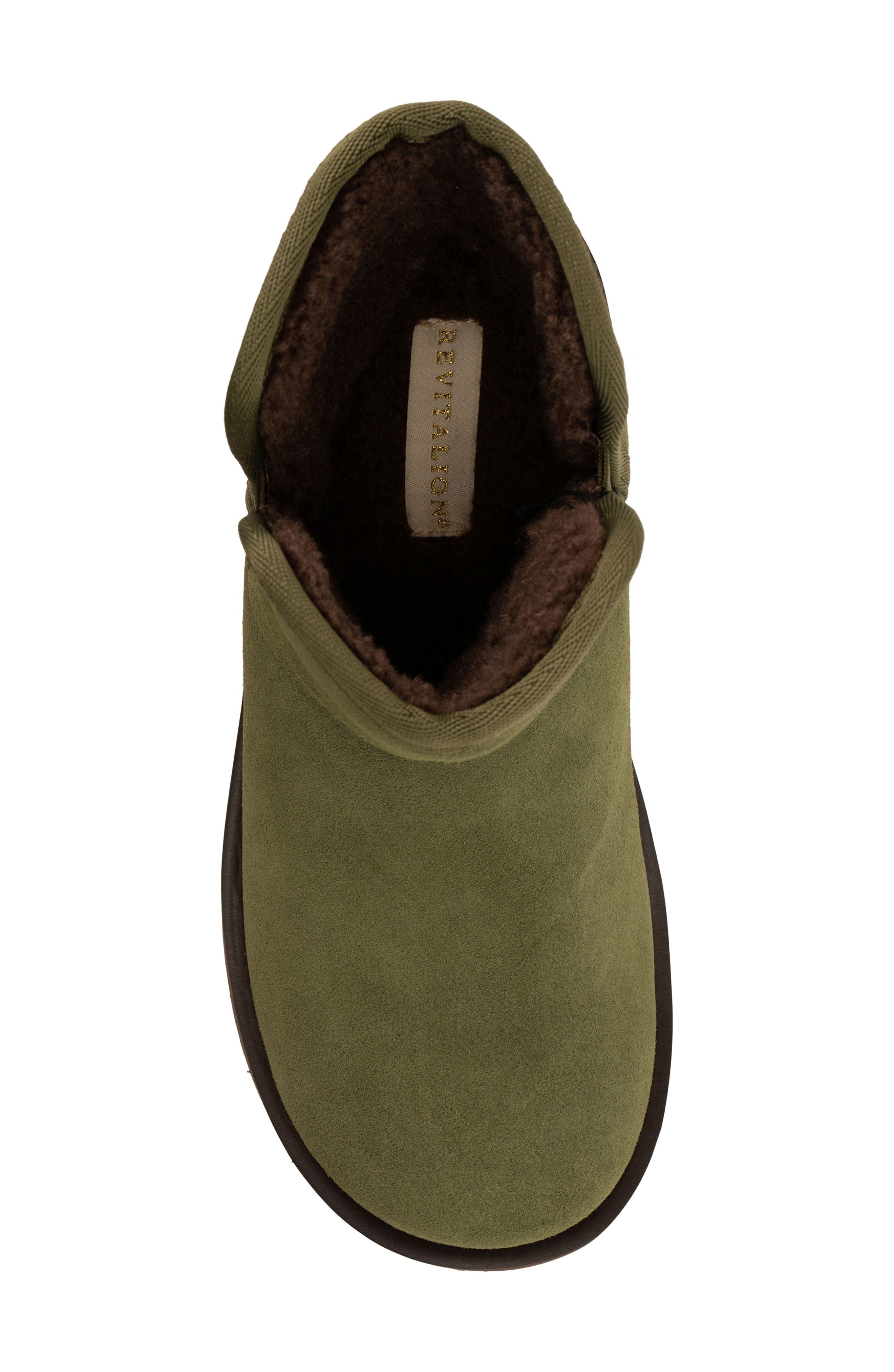 Fireside Faux Fur Lined Leather Bootie Slipper, Alternate, color, CAPULET OLIVE