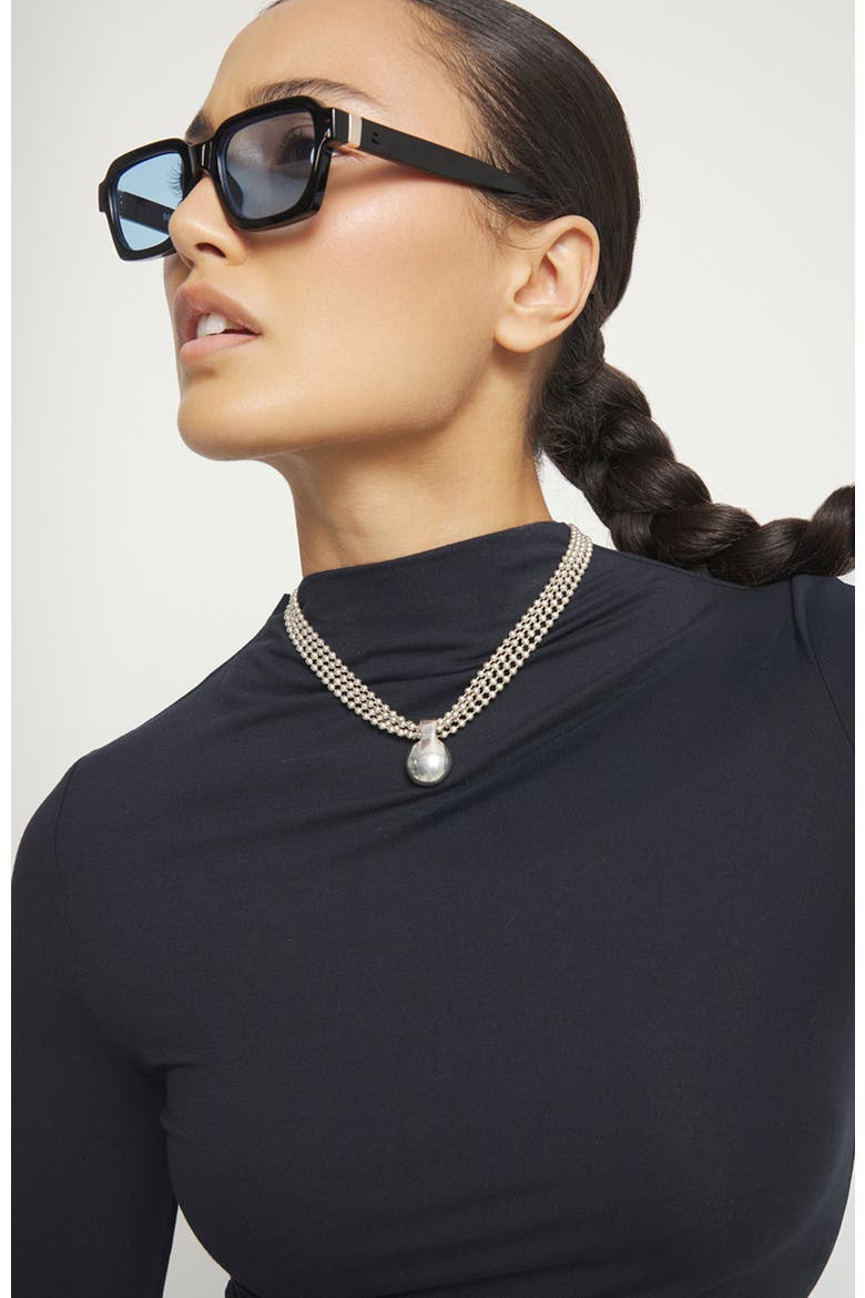 Silver Threads and Large Dials Necklace, Alternate, color, Silver