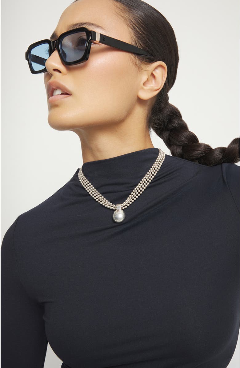 UNODE50 Necklace with silver threads and large dial, Alternate, color, Silver