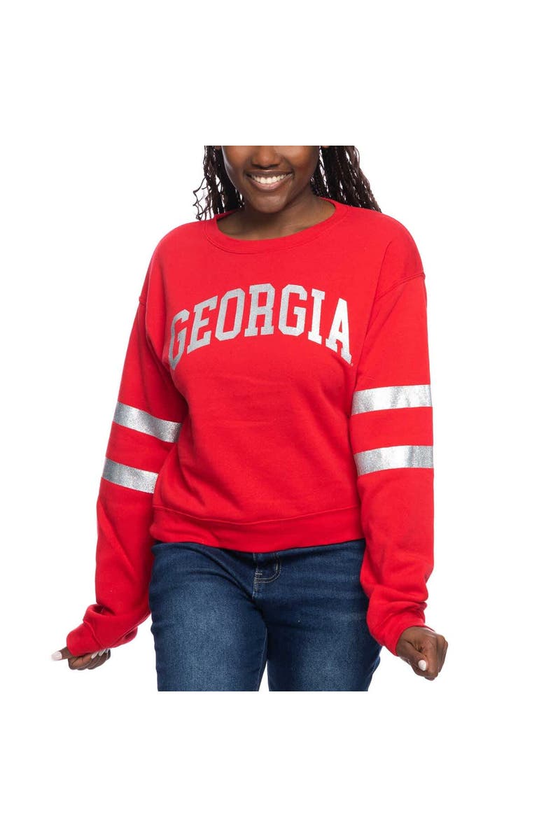 ZOOZATZ Women's ZooZatz Red Georgia Bulldogs Glitter Pullover Sweatshirt, Alternate, color, 