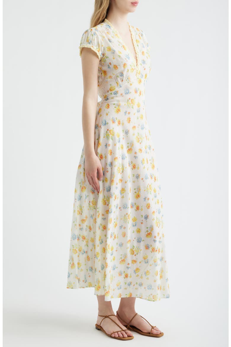 Helia Floral Print Voile Midi Dress, Alternate, color, DAHLIA FLORAL