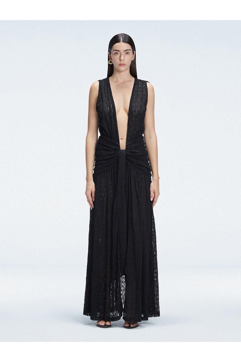 Aveline Sleeveless Lace Maxi Kaftan, Alternate, color, Black