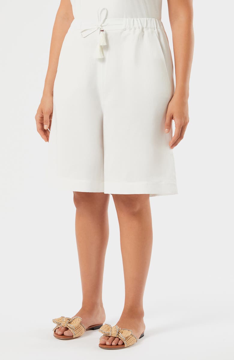 Marina Rinaldi Spugna Drawstring Shorts, Main, color, Ivory