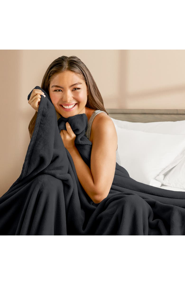Bare Home Microplush Fleece Blanket, Alternate, color, Black