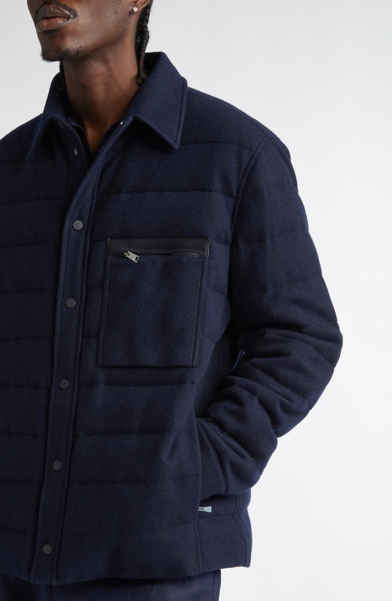 ZEGNA Oasi Quilted Water Repellent Cashmere Down Shirt Jacket, Alternate, color, Navy