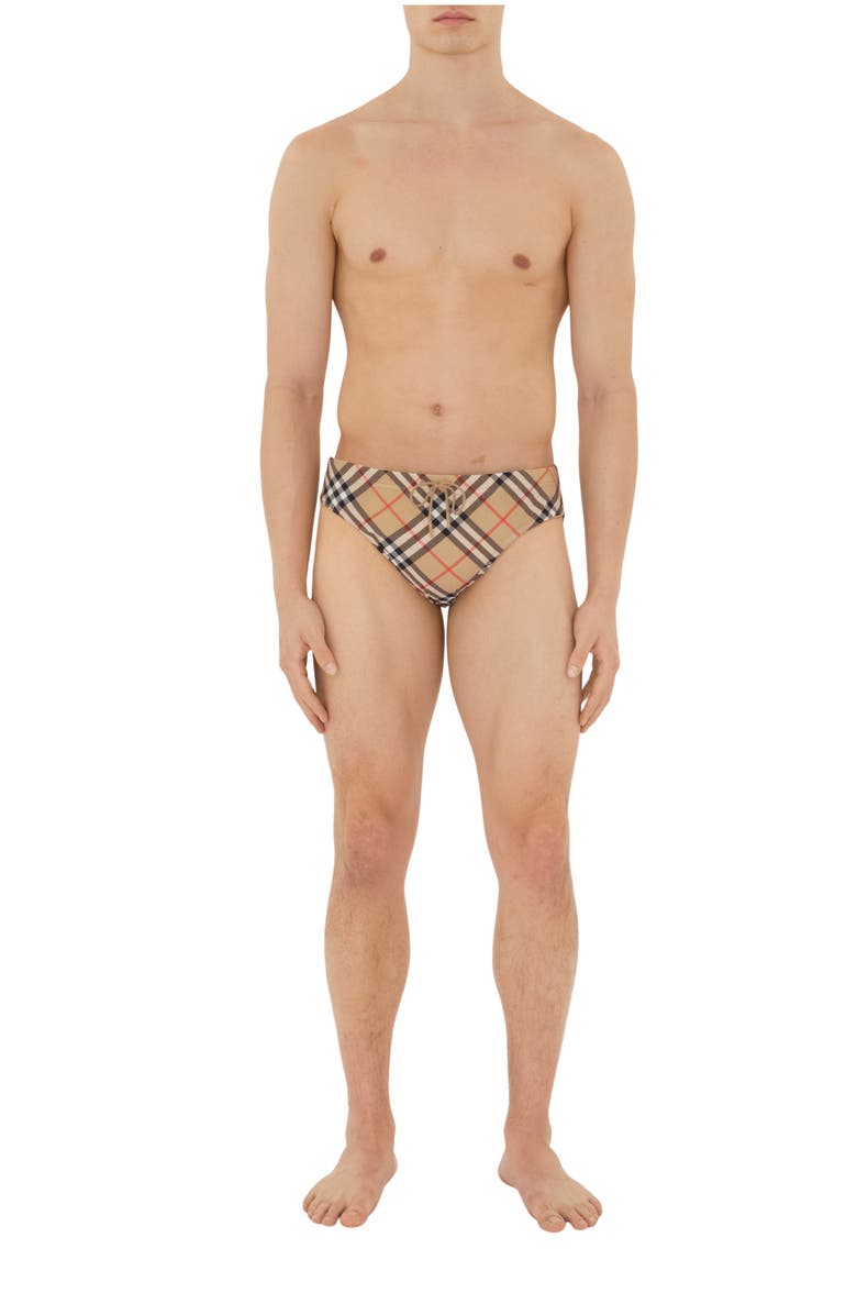 Burberry Check Swim Briefs, Main, color, Sand