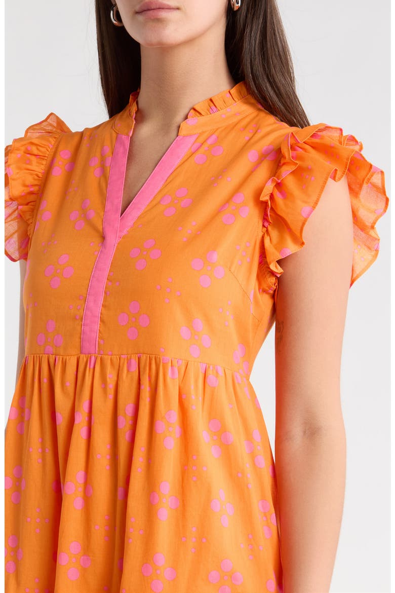 Donna Dot Mirna Tiered Midi Dress, Alternate, color, ORANGE-PINK
