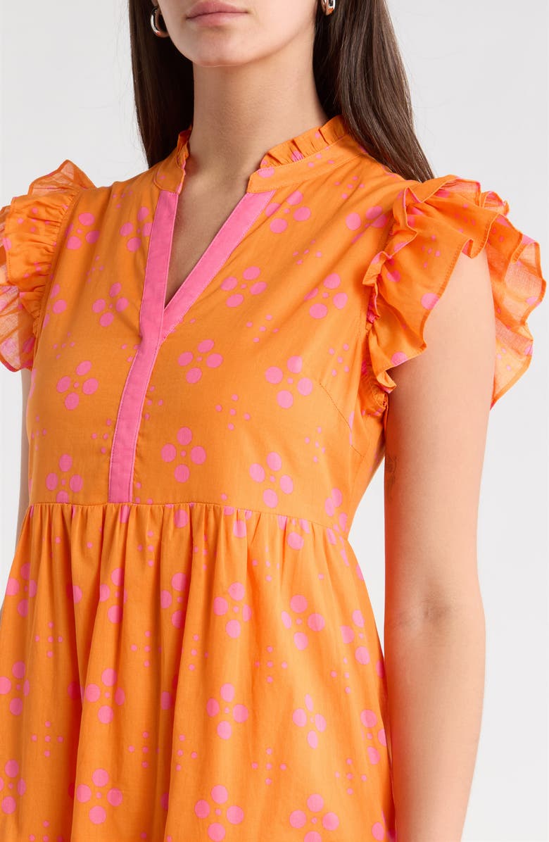 SUGARLIPS Donna Dot Mirna Tiered Midi Dress, Alternate, color, Orange-Pink