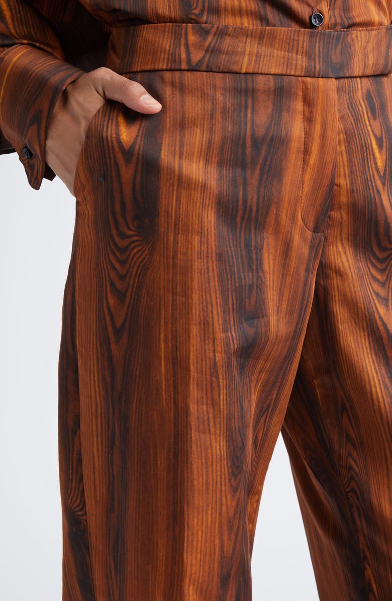 JULIE KEGELS Po Wood Print Straight Leg Pants, Alternate, color, Light Brown
