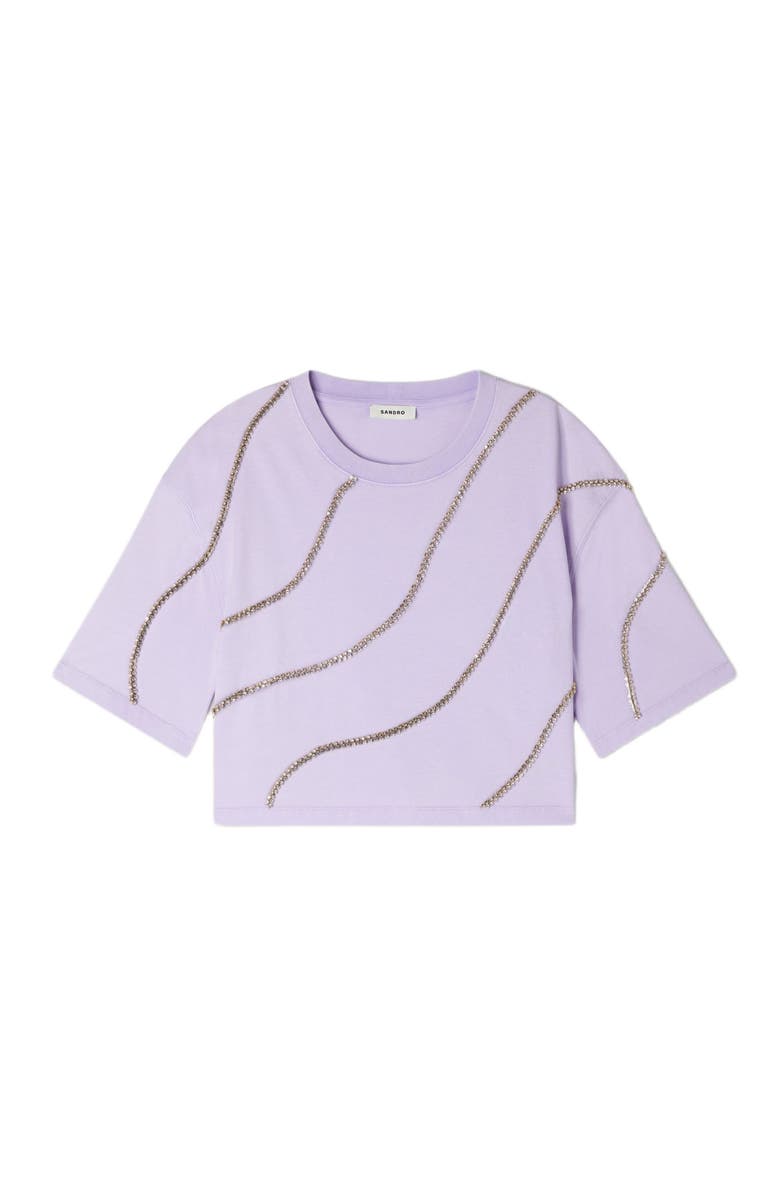SANDRO Rhinestone cropped T-shirt, Alternate, color, Mauve