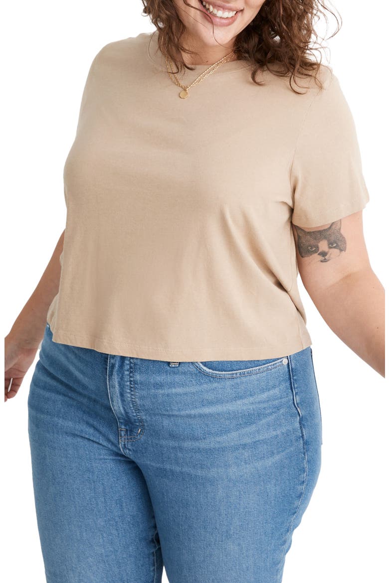 Lakeshore Softfade Cotton Crop Tee, Alternate, color, DRILL KHAKI