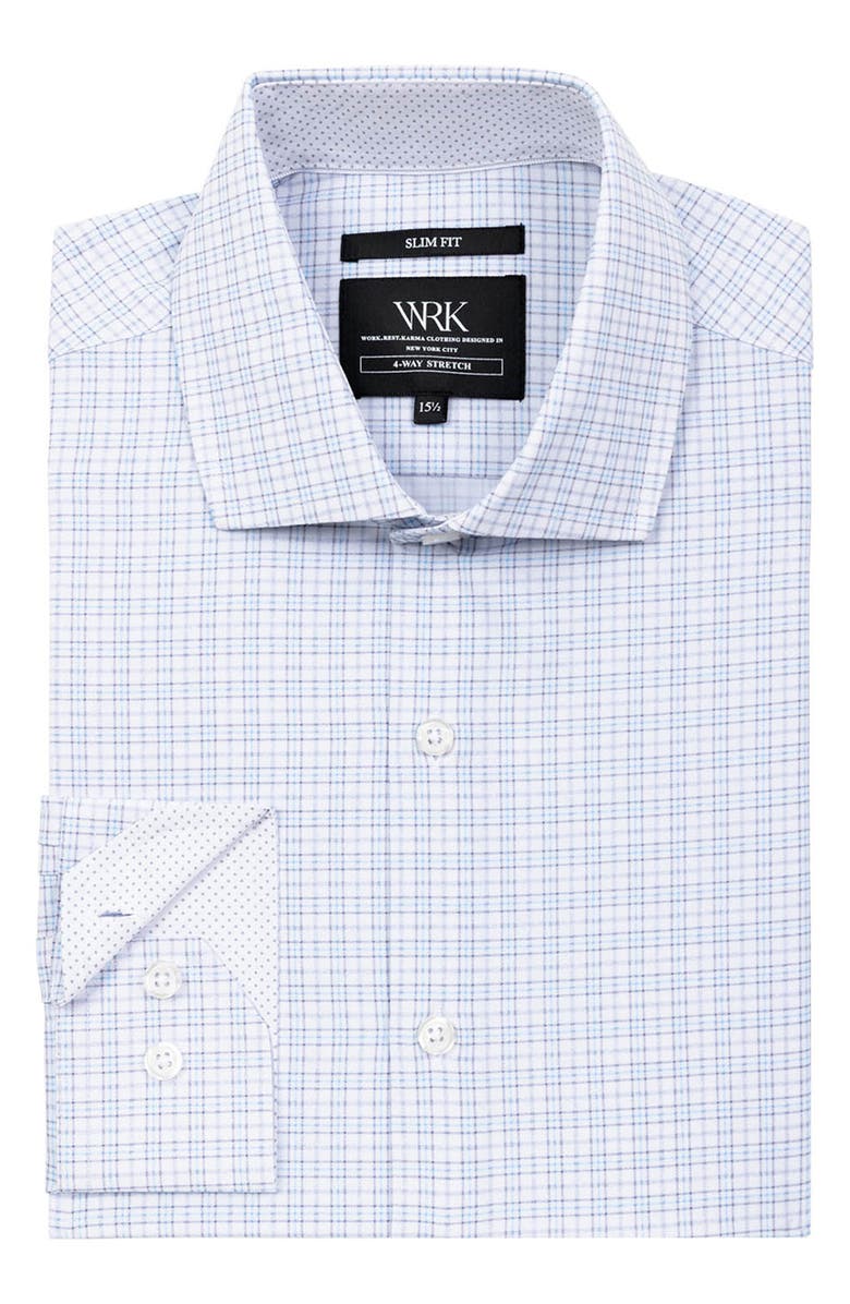 W.R.K Slim Fit Microcheck Performance Dress Shirt, Alternate, color, White/ Silver